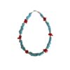 Bracciale Unisex in Pasta di Turchese Sfaccettato e Corallo Bambù Rosso