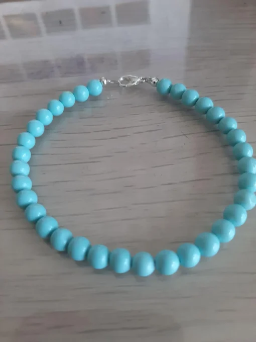 Bracciale con perle di pasta di turchese 5mm - immagine 2