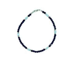 Bracciale di cristallo blu 3 mm e perline di pasta turchese