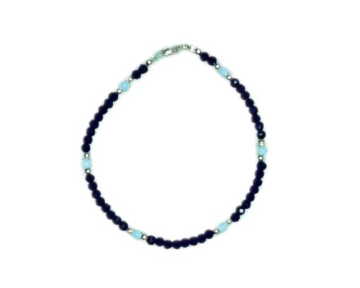 Bracciale di cristallo blu 3 mm e perline di pasta turchese