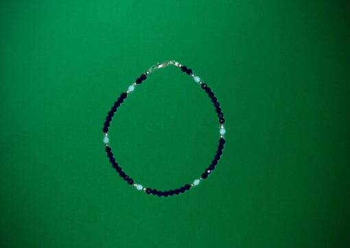 Bracciale di cristallo blu 3 mm e perline di pasta turchese - immagine 2