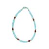 Bracciale di perline 3 mm di pasta turchese e perle corallo di bambù rosso