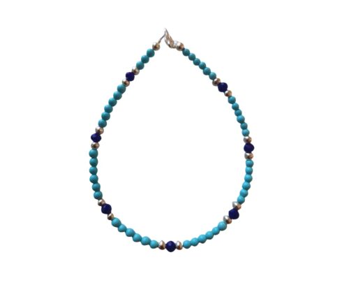 Bracciale di Perline 3mm in Pasta di Turchese e Cristallo Blu