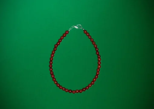 Bracciale in corallo di bambù rosso con perline rosse da 4 mm - immagine 2