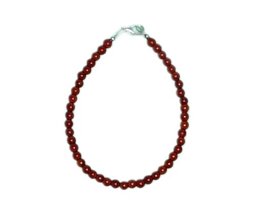 Bracciale in corallo di bambù rosso con perline rosse da 4 mm