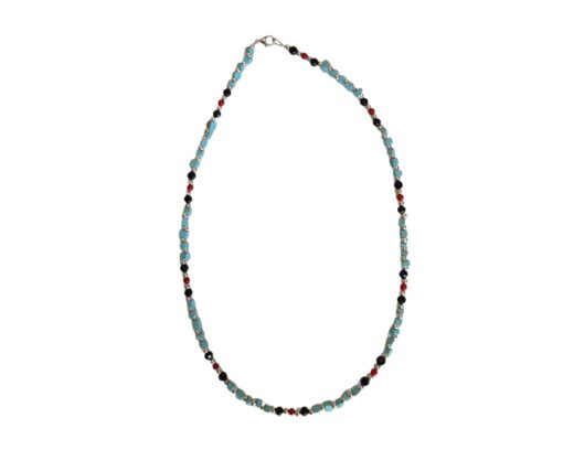 Collana in Pasta di Turchese con Perline di Corallo di Bambù e Cristallo