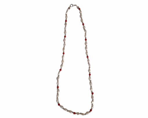 Collana perle di fiume con perle di corallo bambu rosso