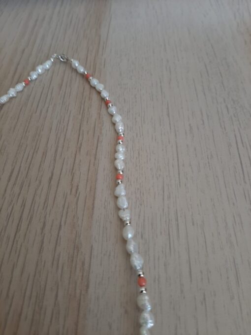 Collana con Perle di Fiume e Corallo di Bambù Rosa - immagine 4