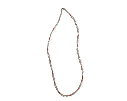Collana con Perle di Fiume e Corallo di Bambù Rosa