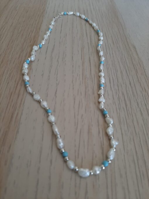 Collana con Perle di Fiume e Pasta di Turchese - Image 2