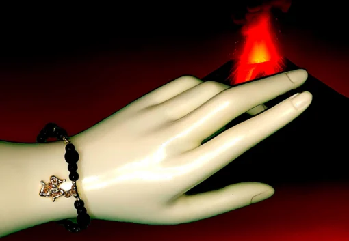 Bracciale in Polvere di Pietra Lavica dell’Etna con Trinacria - Image 2