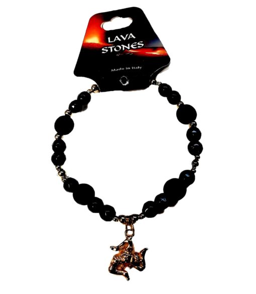 Bracciale in Polvere di Pietra Lavica dell’Etna con Trinacria